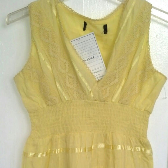 LEMON Yellow Embroidered crochet Summer MAXI dress NEW - Picture 4 of 4
